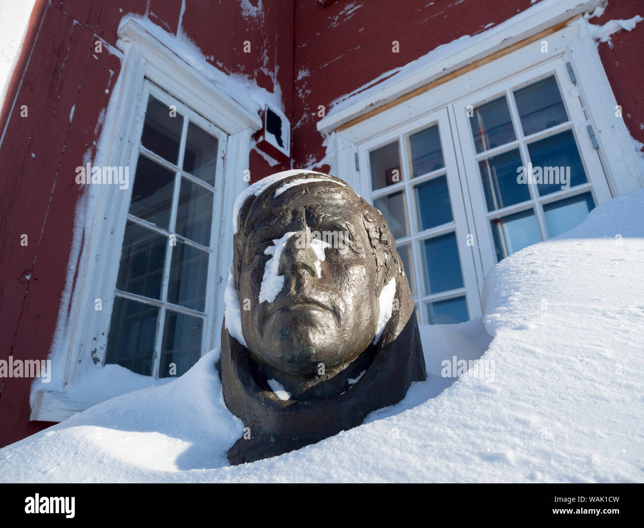 Le Musée Knud Rasmussen, buste de Knut Rasmussen. Le Groenland. (Usage éditorial uniquement) Banque D'Images