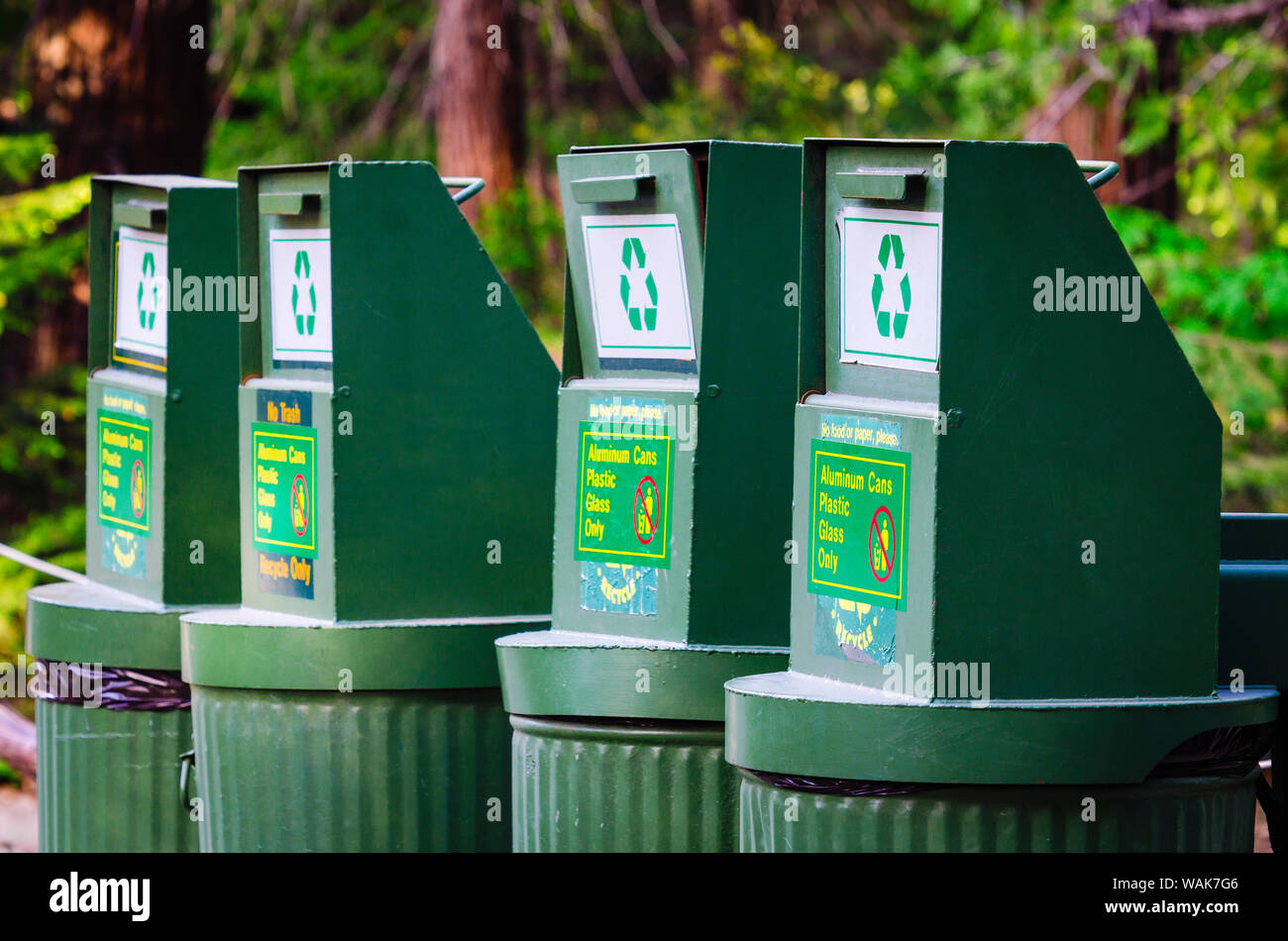 Les boîtes de recyclage, Yosemite National Park, California, USA. Banque D'Images