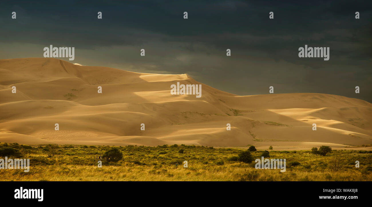 USA, Colorado, Great Sand Dunes National Park. Orage sur dunes près de coucher du soleil. En tant que crédit : Don Grall / Jaynes Gallery / DanitaDelimont.com Banque D'Images