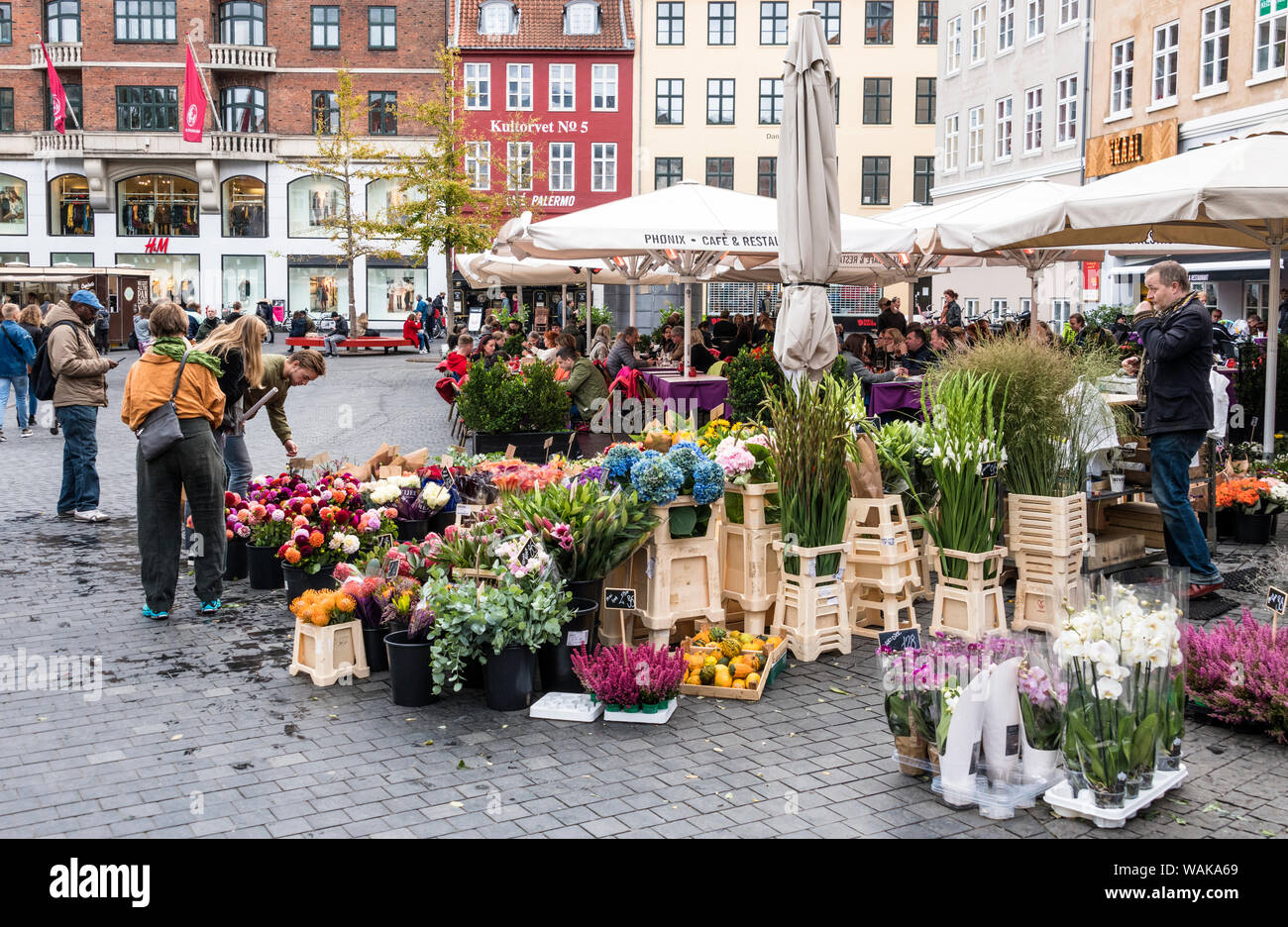 Marché aux fleurs à Copenhague, Danemark Banque D'Images