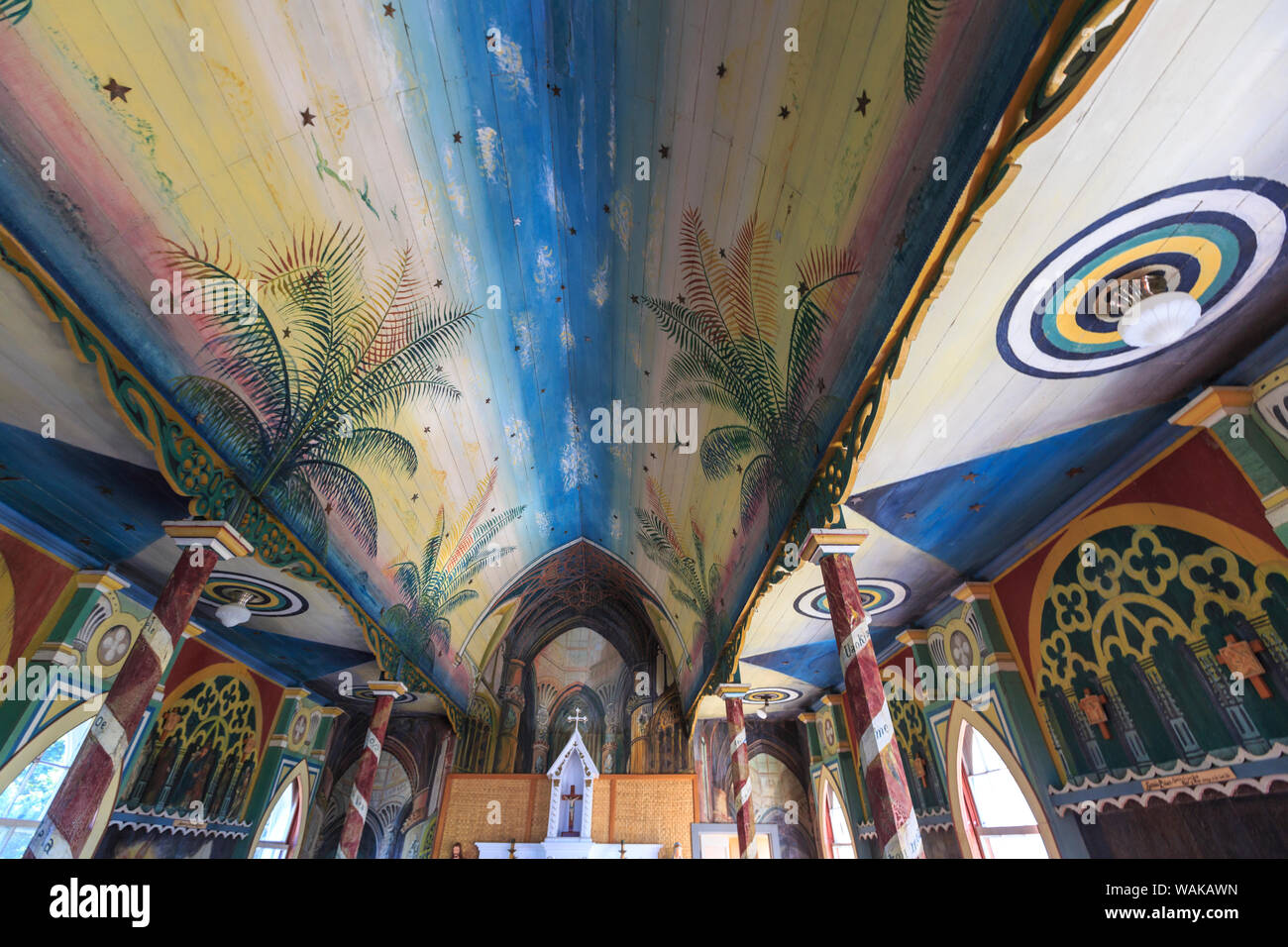 L'église peinte saint Benoît, Église catholique romaine, le capitaine Cook, Big Island, Hawaii, USA (usage éditorial uniquement) Banque D'Images