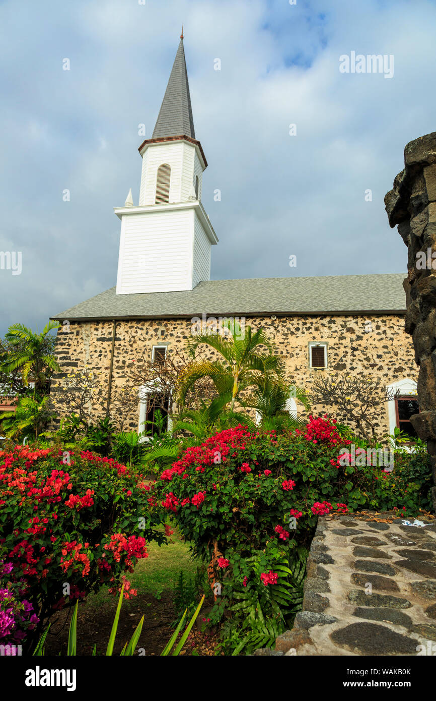 L'église, première église à Hawaii, historique de Kailua-Kona, Big Island, Hawaii, USA Banque D'Images