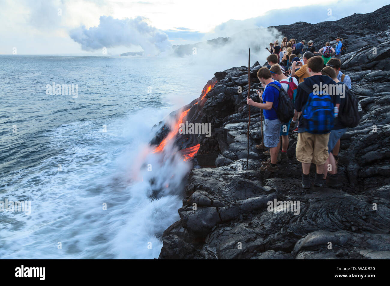 La coulée de lave du Kilauea près de l'ancienne ville de Kalapana, Big Island, Hawaii, USA (usage éditorial uniquement) Banque D'Images