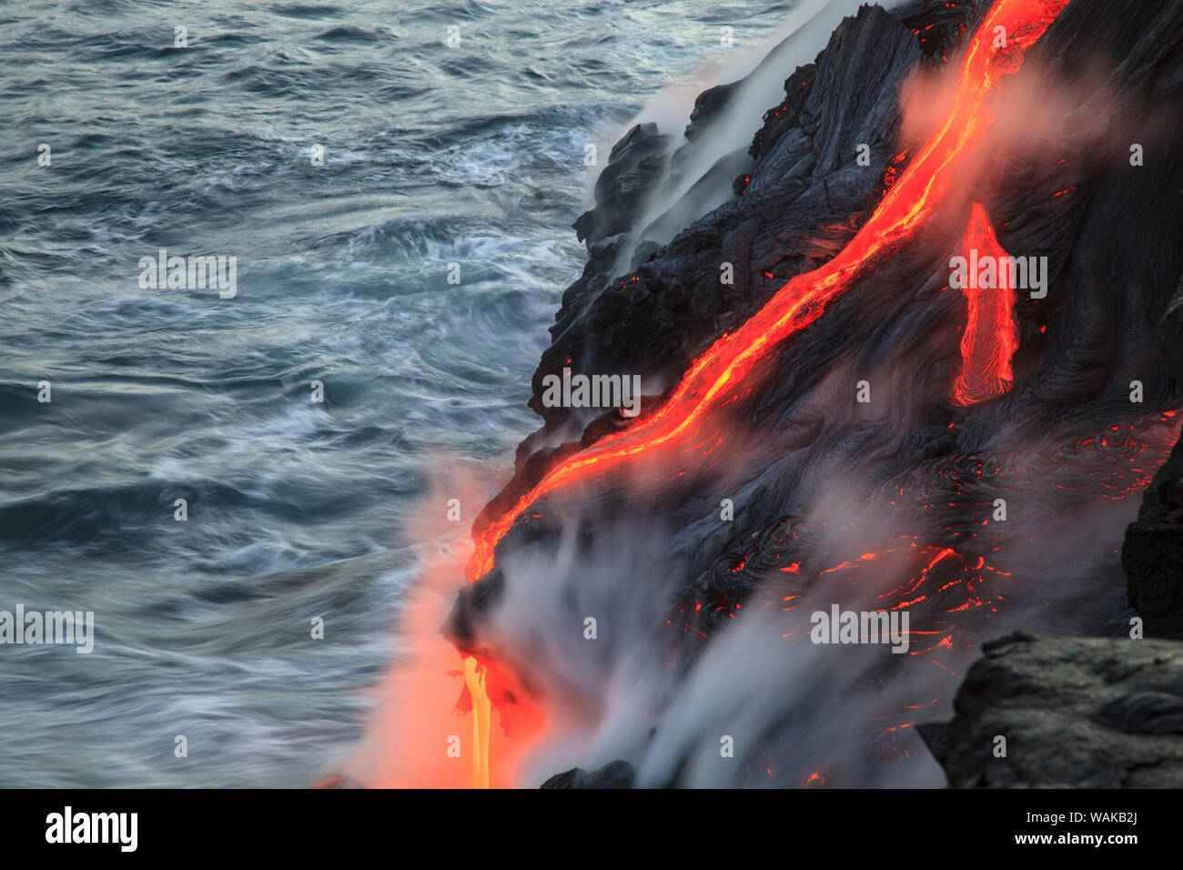 La coulée de lave du Kilauea près de l'ancienne ville de Kalapana, Big Island, Hawaii, USA Banque D'Images