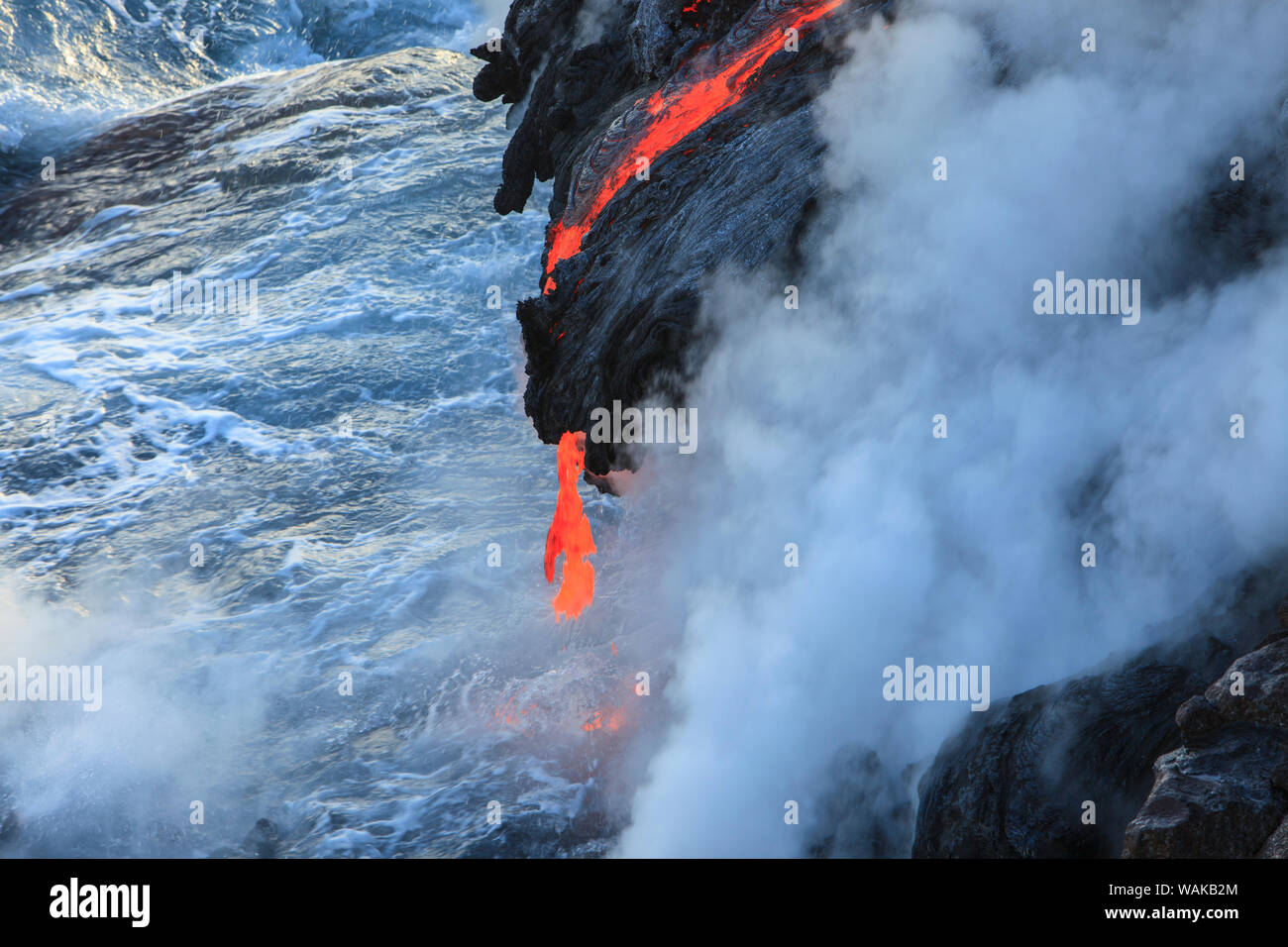 La coulée de lave du Kilauea près de l'ancienne ville de Kalapana, Big Island, Hawaii, USA Banque D'Images