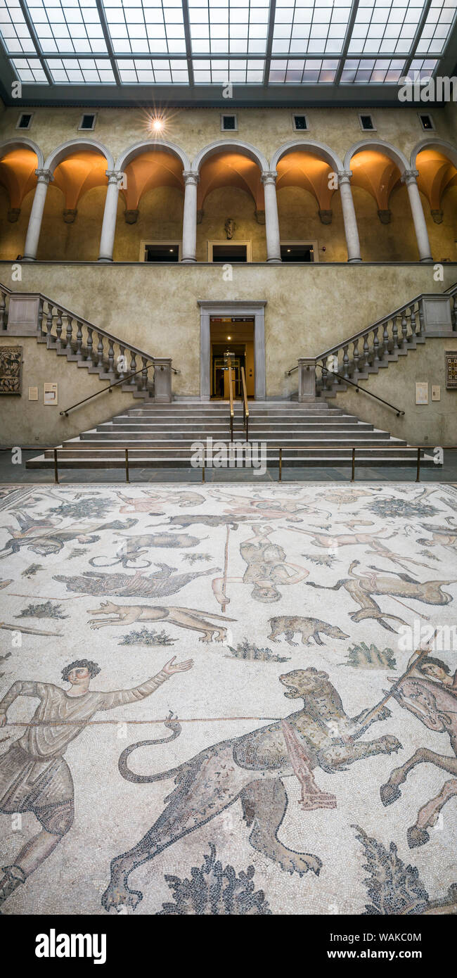 USA, Massachusetts, Worcester. Worcester Art Museum, le Worcester Hunt Mosaïque, créé au 6ème siècle, la plus grande mosaïque d'Antioche en France Banque D'Images