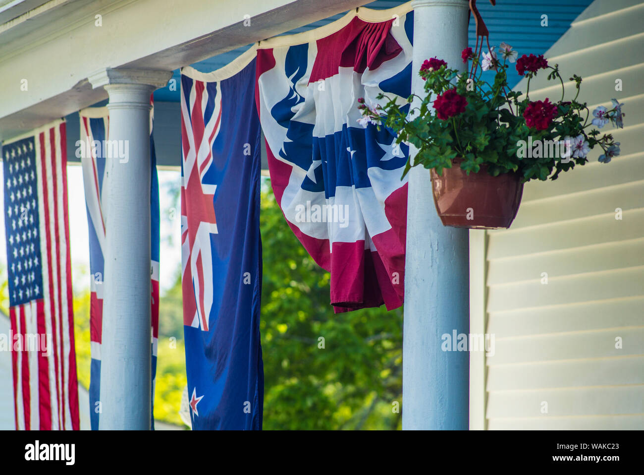 USA, Massachusetts, Cape Ann, Annisquam. Drapeaux Banque D'Images