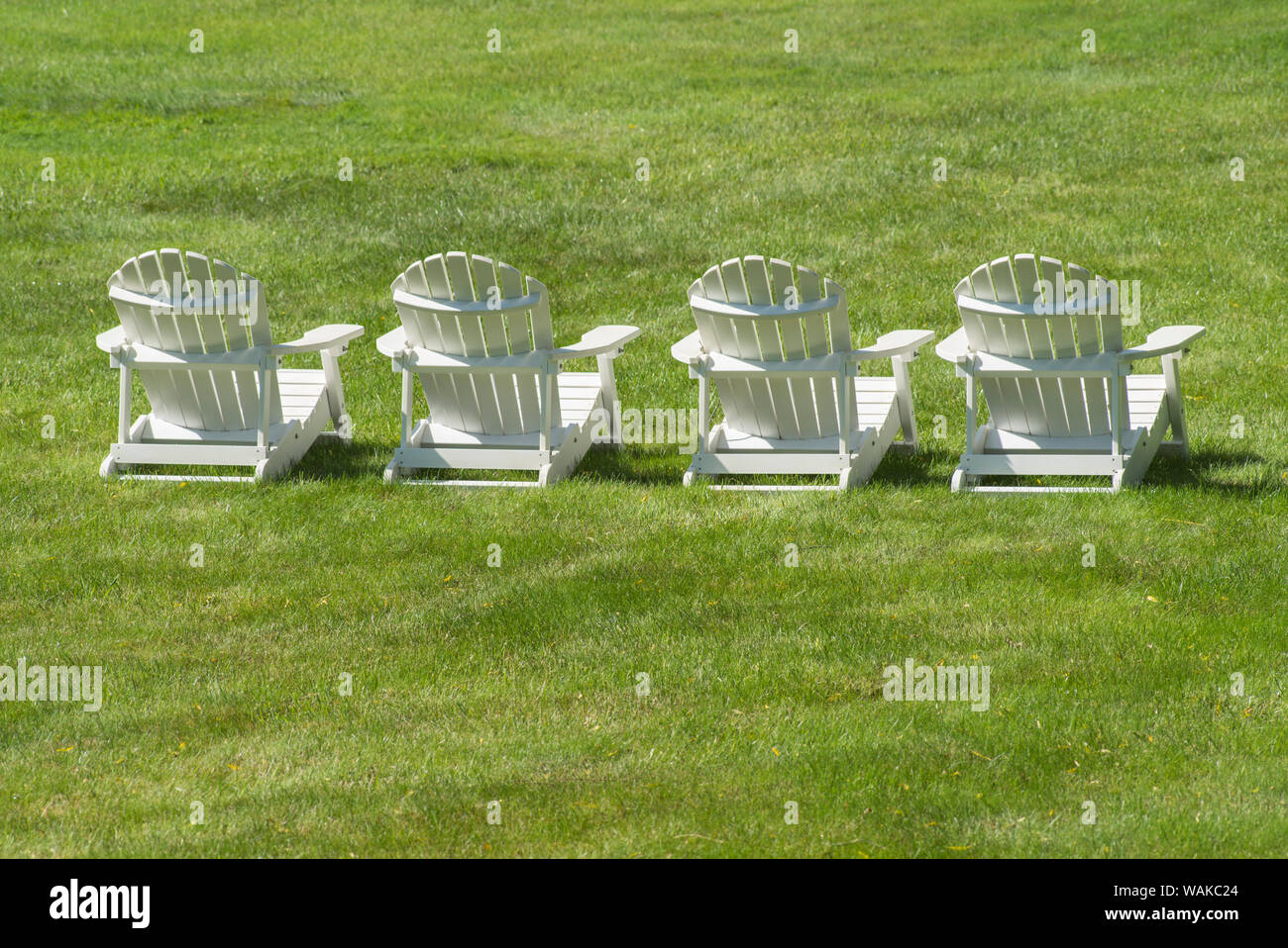 USA, Massachusetts, Cape Ann, Annisquam. Les chaises de parterre Banque D'Images