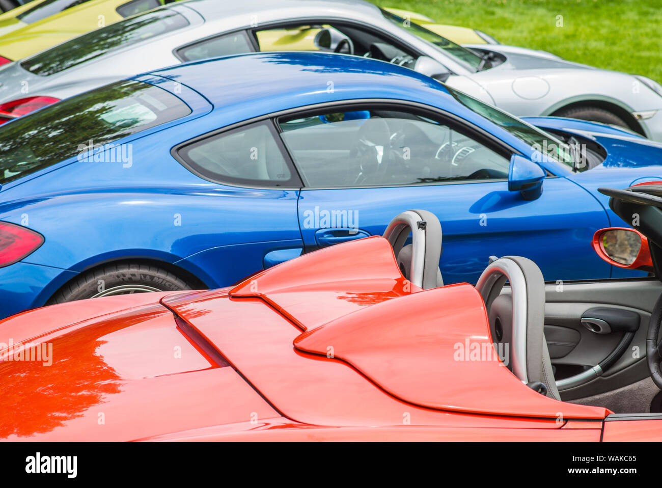 USA, Massachusetts, Beverly. Voitures anciennes, Porsche Boxter Banque D'Images