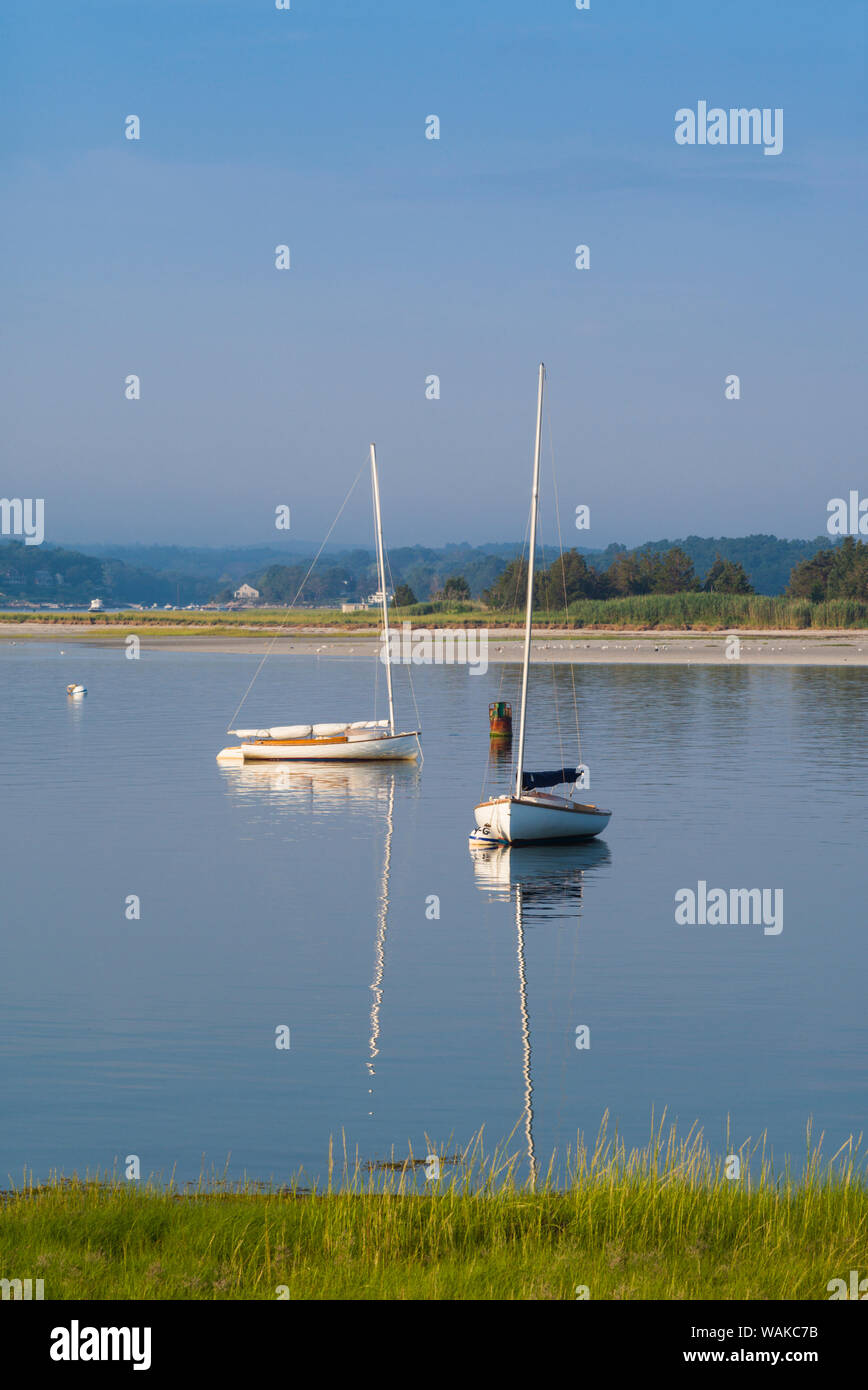 USA, Massachusetts, Cape Ann, Annisquam. Rivière Annisquam, bateaux à voile Banque D'Images