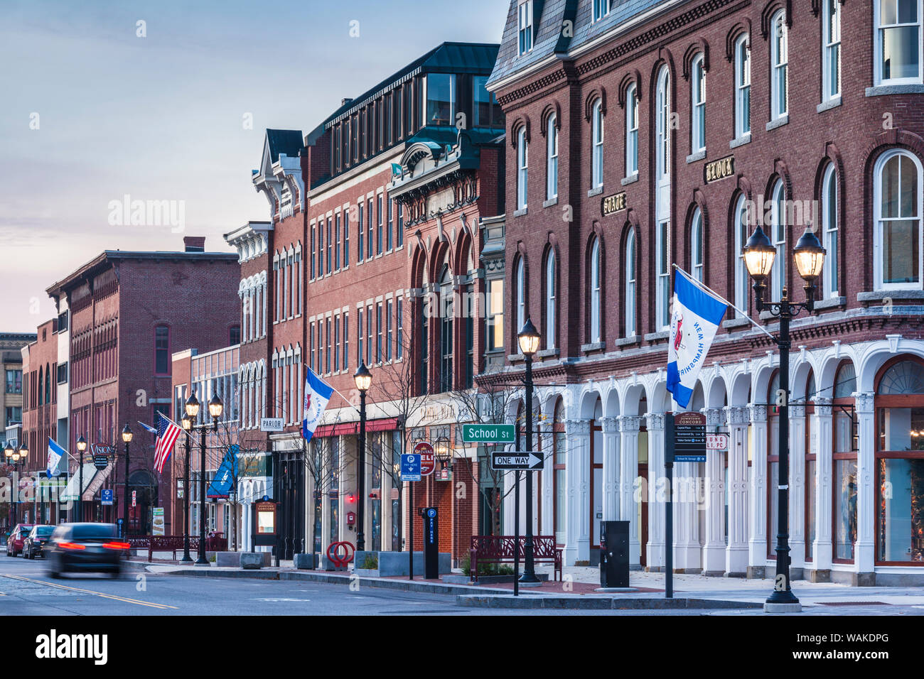 USA, New Hampshire, Concord. Rue principale Banque D'Images