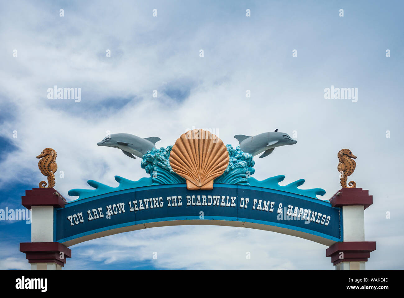 USA, New Jersey, Wildwoods. Boardwalk de Wildwood sign Banque D'Images