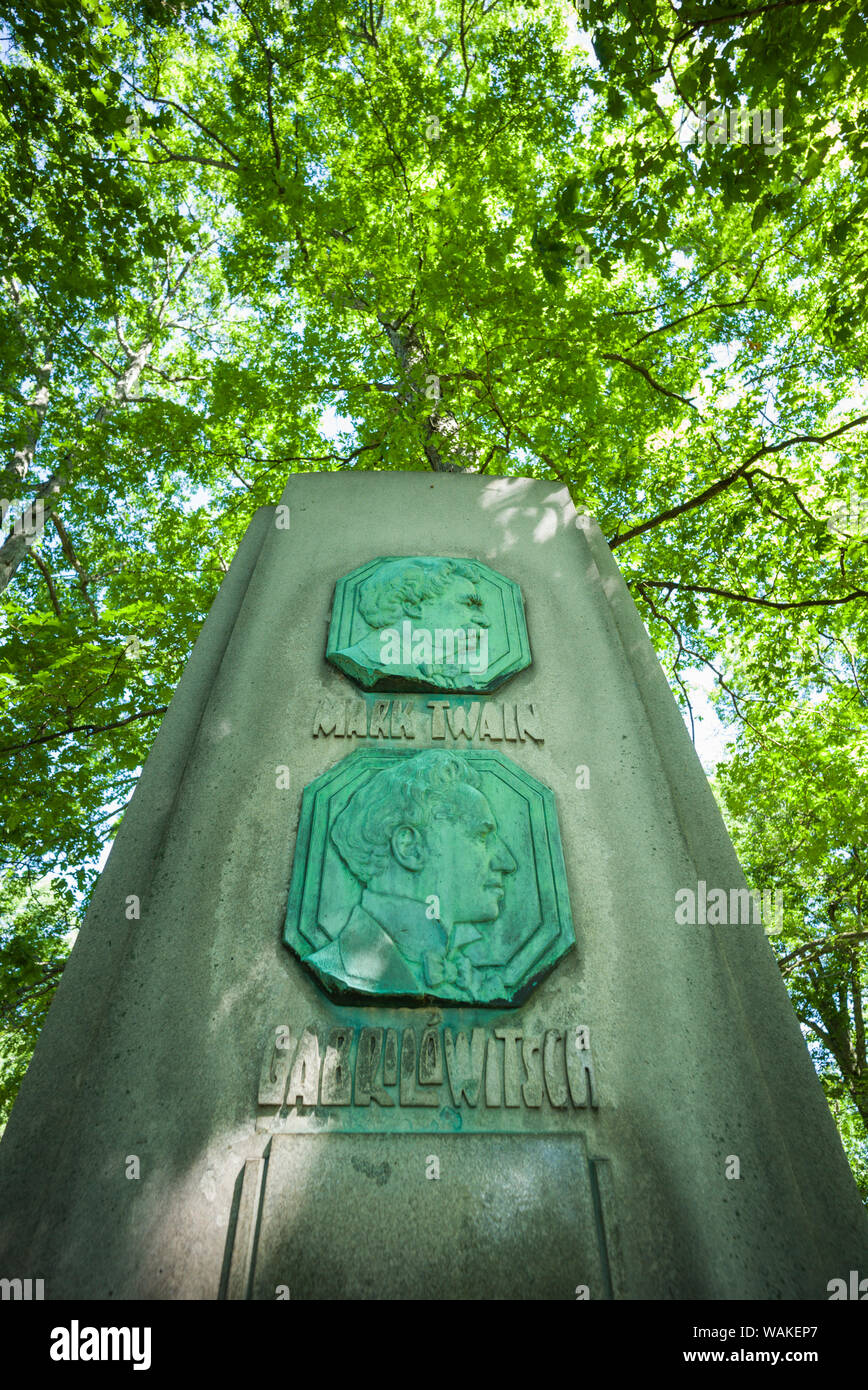 USA, New York, Elmira. Mémorial à Mark Twain et gendre, compositeur russe, Ossip Gabrilowitsch Banque D'Images