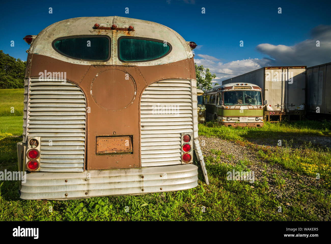 USA, New York, Trumansburg. bus antique Banque D'Images