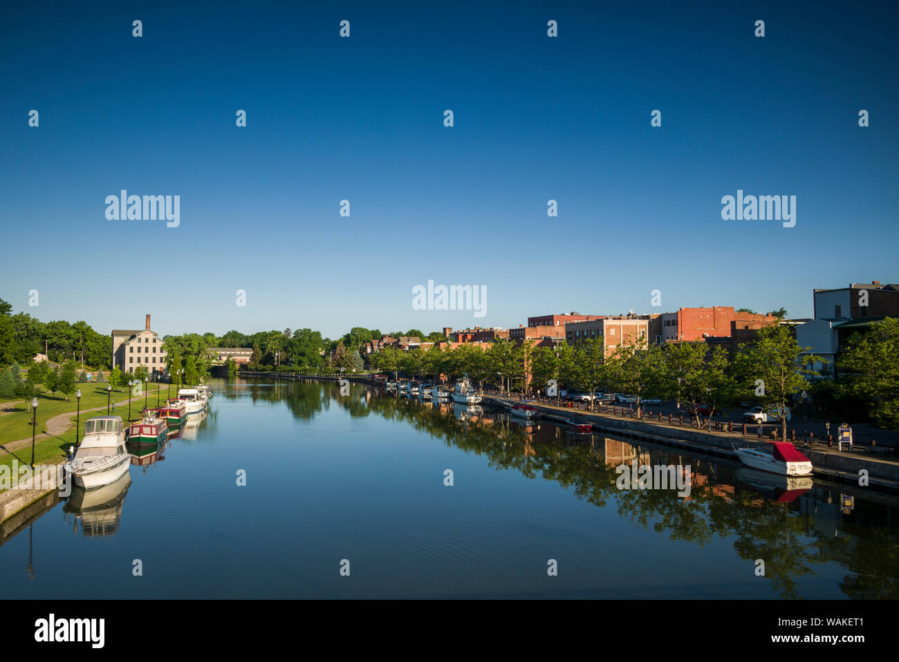 USA, New York, Seneca Falls. Des vue front de mer, sur le lac de Van Cleef Banque D'Images