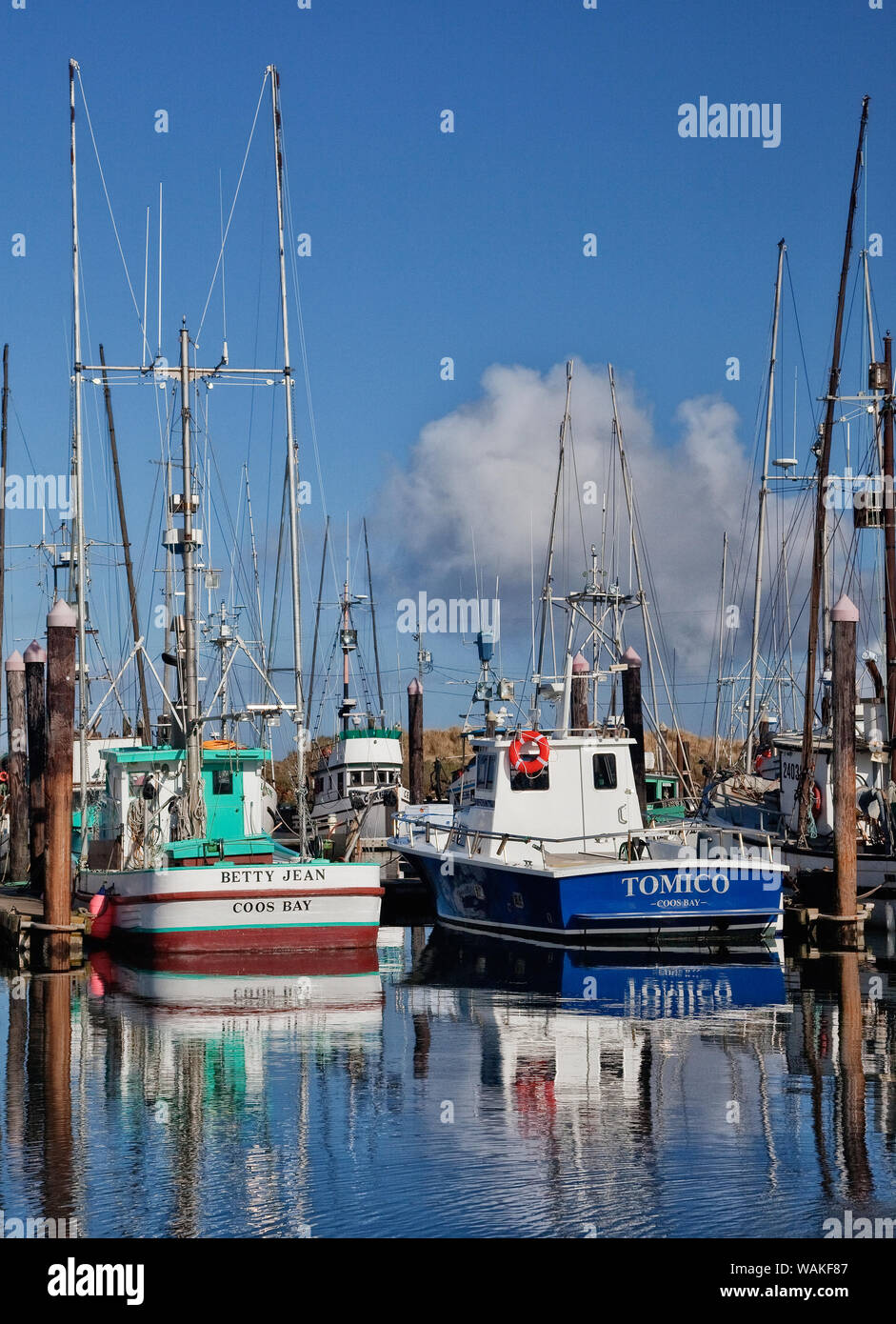 USA, Ohio, Charleston. La pêche commerciale des bateaux amarrés dans le port. En tant que crédit : Jean Carter / Jaynes Gallery / DanitaDelimont.com Banque D'Images