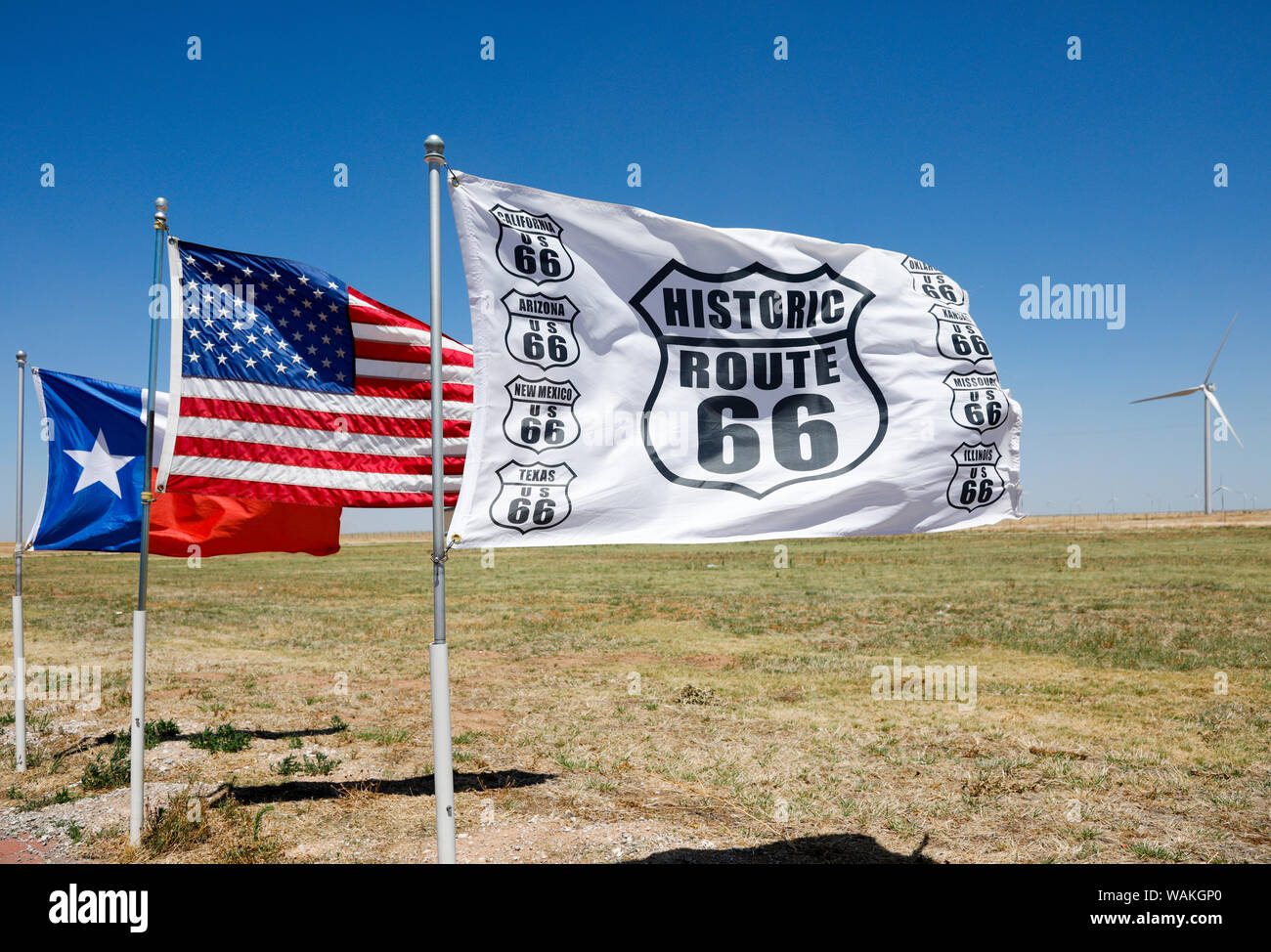 Adrian, Texas, USA. Milieu 66 rout Banque D'Images