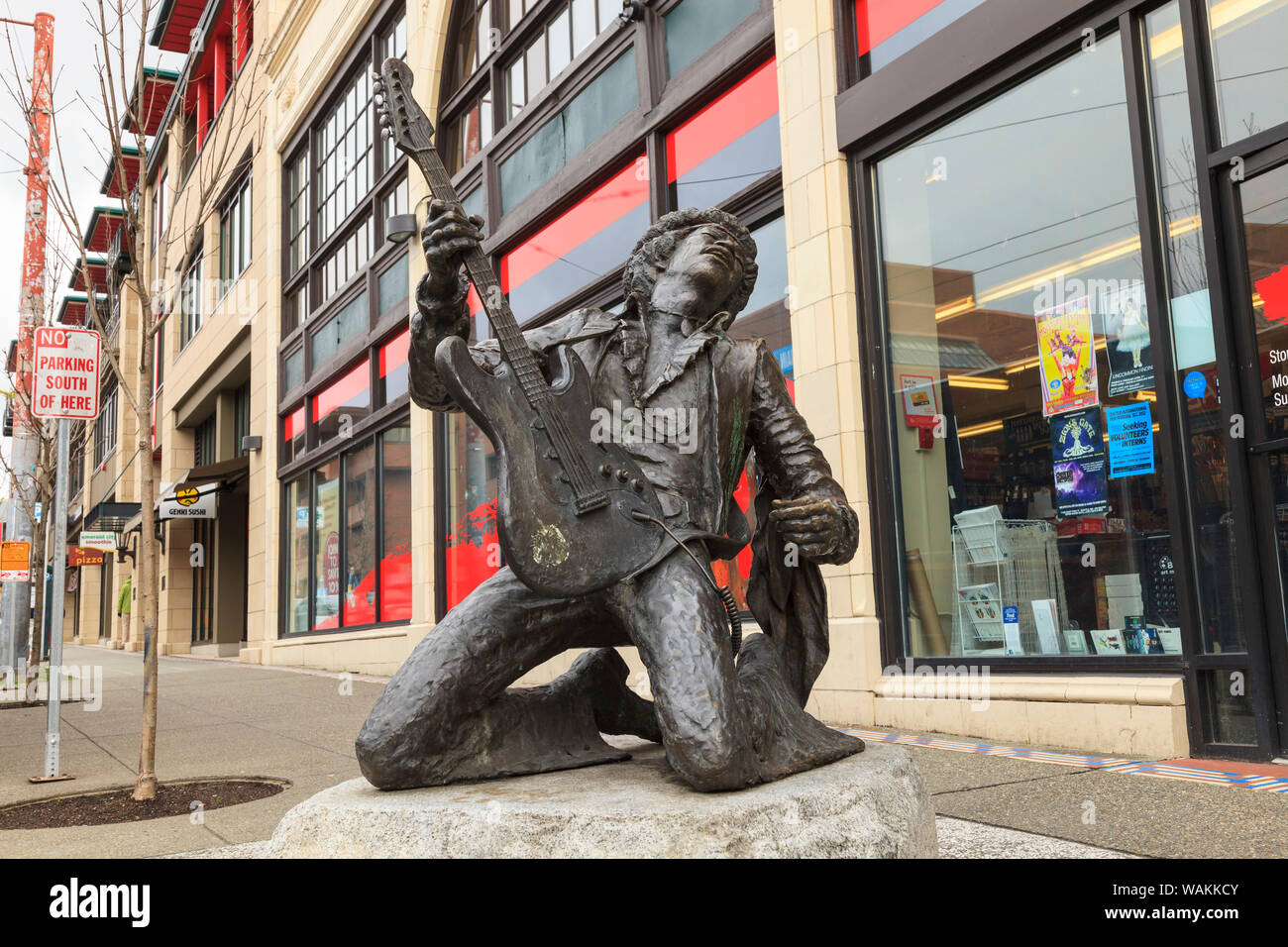Jimi Hendrix statue sur Broadway, la colline du Capitole, Seattle, Washington State, USA (usage éditorial uniquement) Banque D'Images