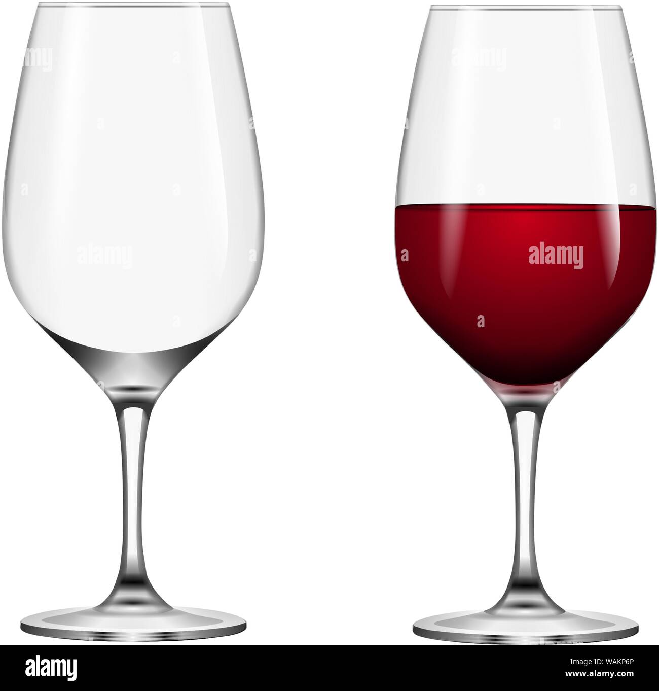 Plein et vide des verres à vin rouge Illustration de Vecteur