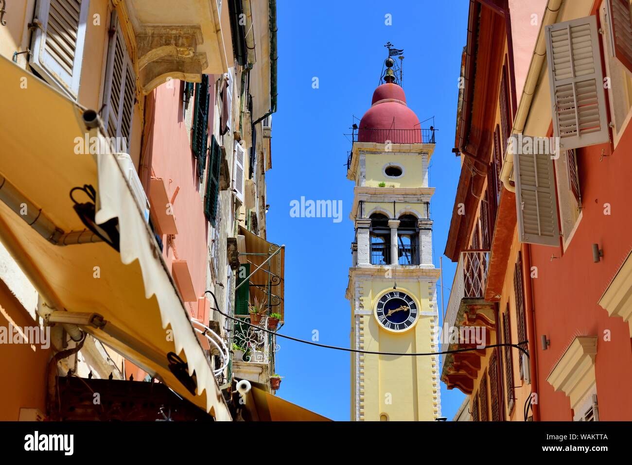 L'église Saint Spiridon,vieille ville de Corfou, îles Ioniennes, Grèce CORFOU Banque D'Images