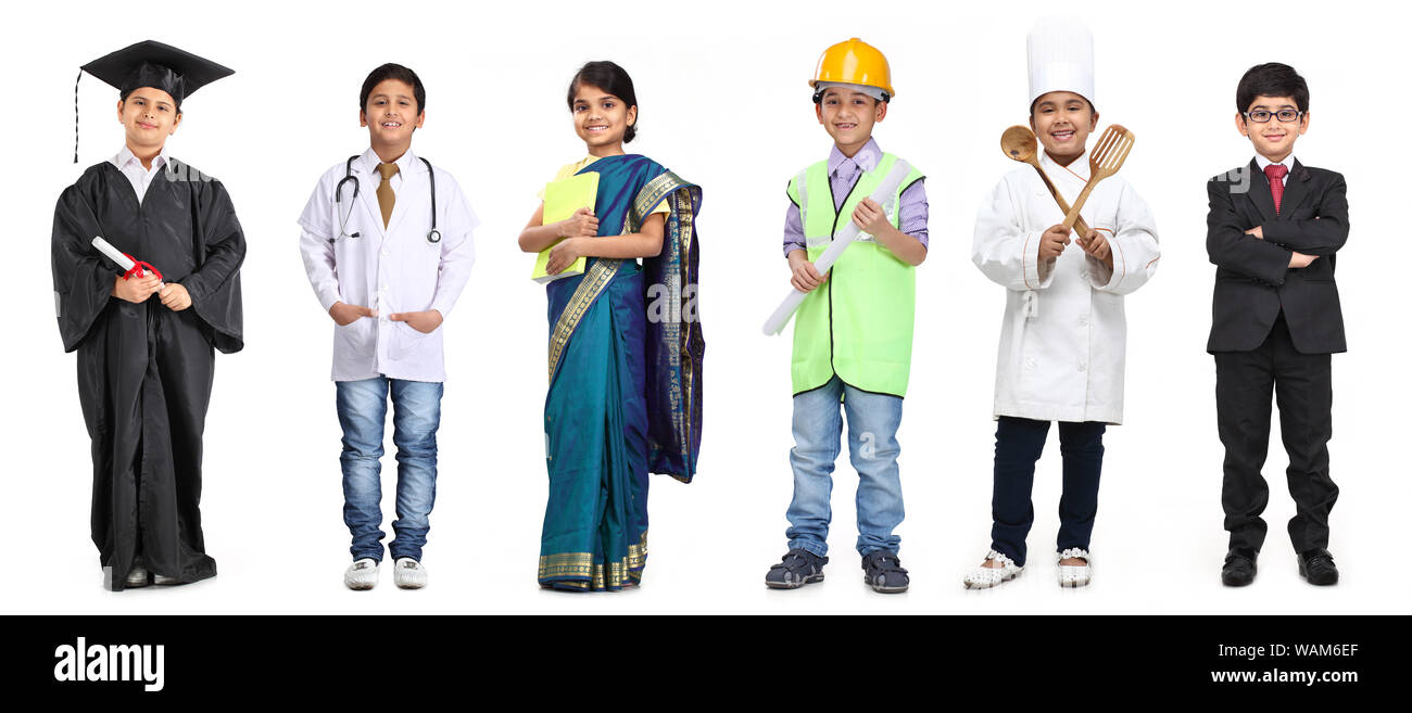 Les enfants s'immolant de différentes professions Banque D'Images