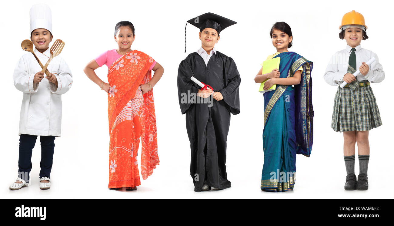 Les enfants s'immolant de différentes professions Banque D'Images