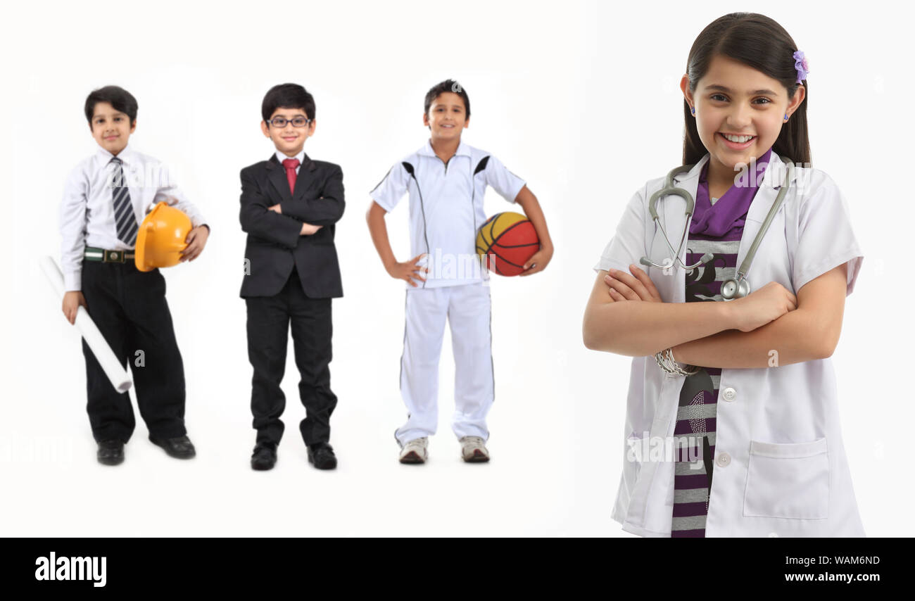 Les enfants s'immolant de différentes professions Banque D'Images