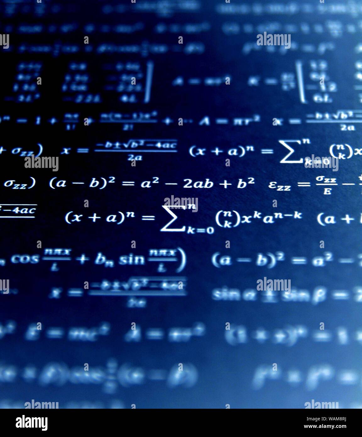 Formule, équation mathématique avancée. Banque D'Images