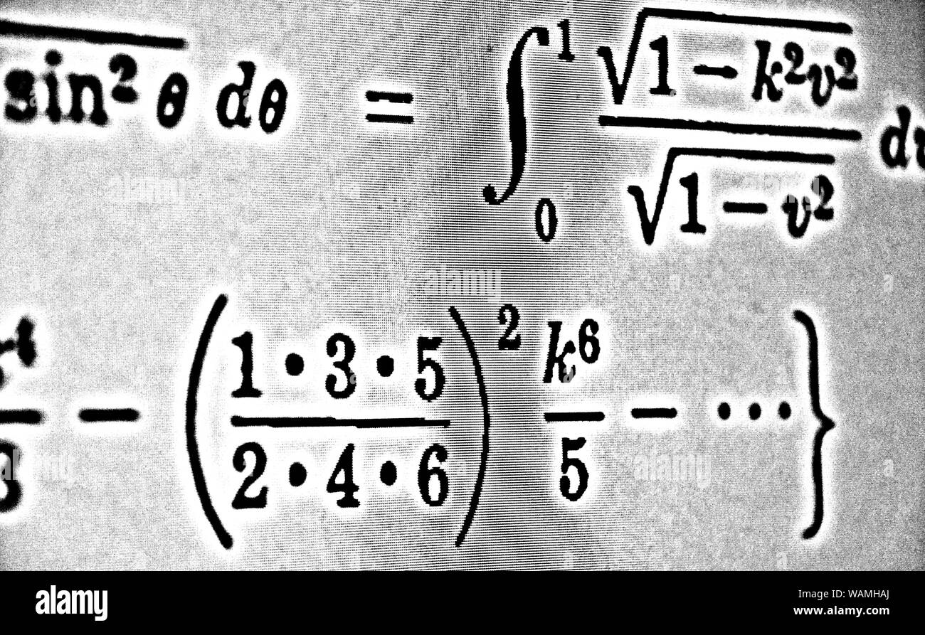 Grand nombre de formules mathématiques sur fond blanc HDR Banque D'Images