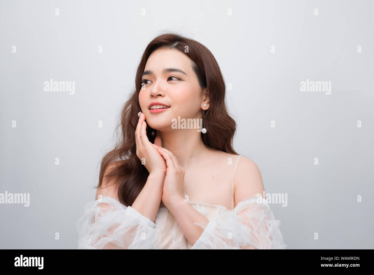 Asian beauty face closeup portrait avec dame élégante propre et frais Banque D'Images