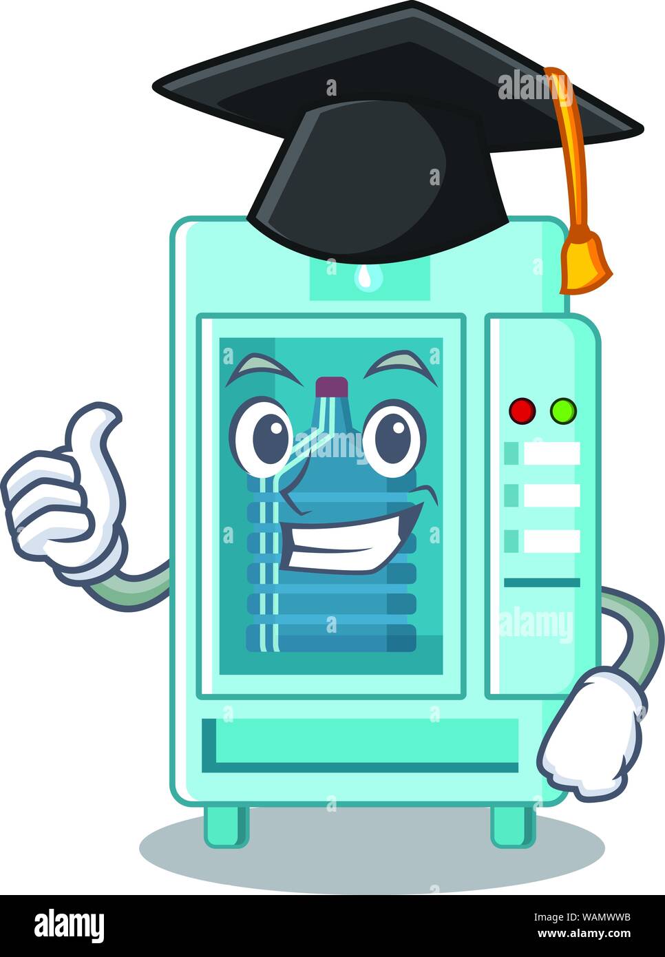 Distributeur automatique de l'eau l'obtention du diplôme dans un caractère Illustration de Vecteur