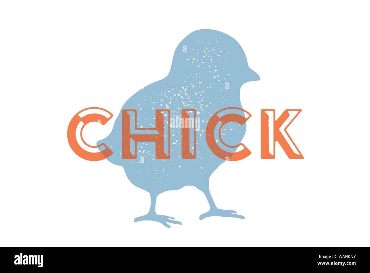Chick, la volaille. Logo Vintage Retro, imprimer, poster pour boucherie Illustration de Vecteur