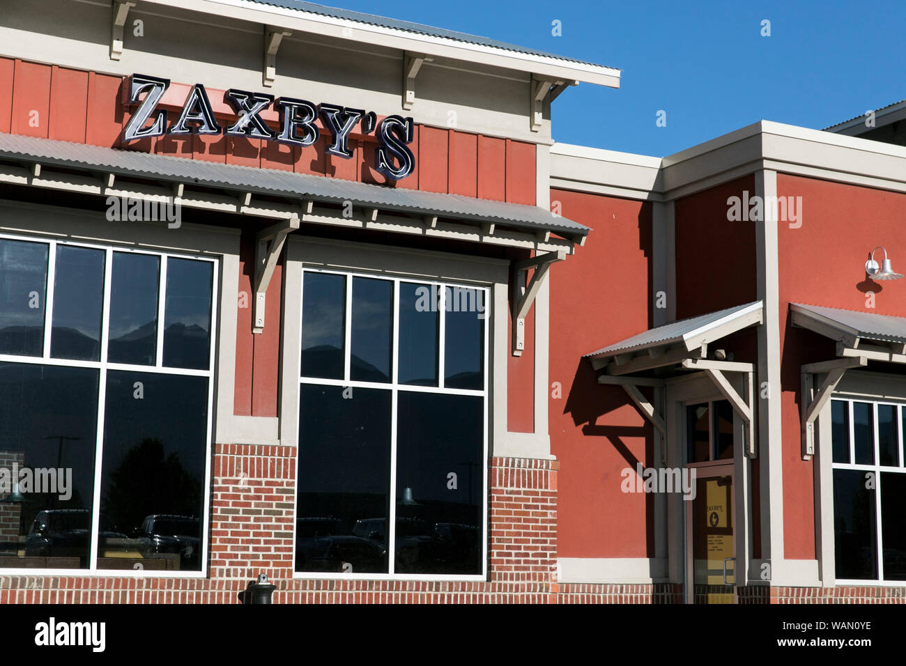 Un logo affiche à l'extérieur d'un Zaxby's fast food restaurant emplacement à American Fork, Utah le 30 juillet 2019. Banque D'Images