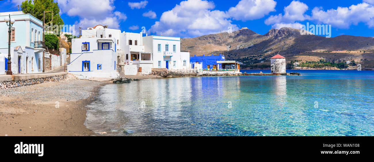Îles Grecques traditionnelles authentiques- Leros, vue sur le village d''Agia Marina. Dodécanèse, Grèce Banque D'Images