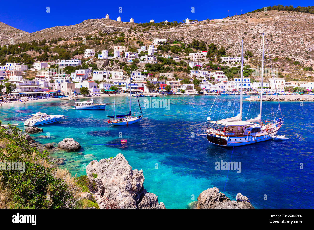 La plupart des belles îles grecques - Leros dans Dodécanèse. avec vue sur la mer de cristal et amzing. Grèce Banque D'Images