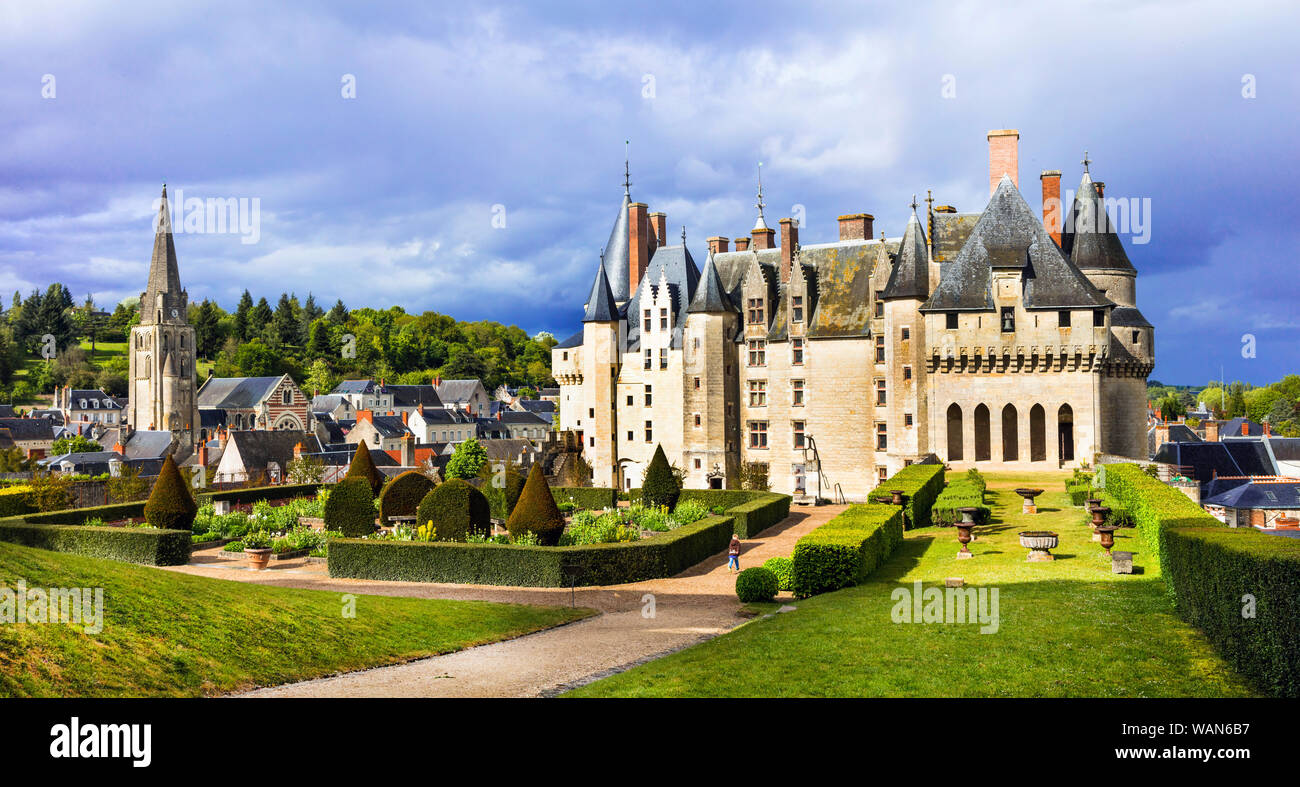 Le château de Langeais impressionnant,Val de Loire,France. Banque D'Images