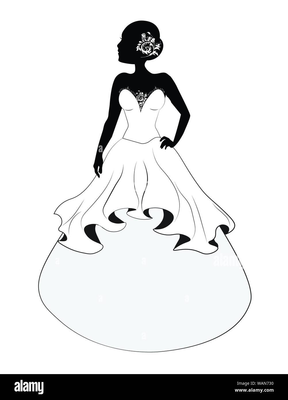 Bride sur une robe de mariage, une silhouette Illustration de Vecteur