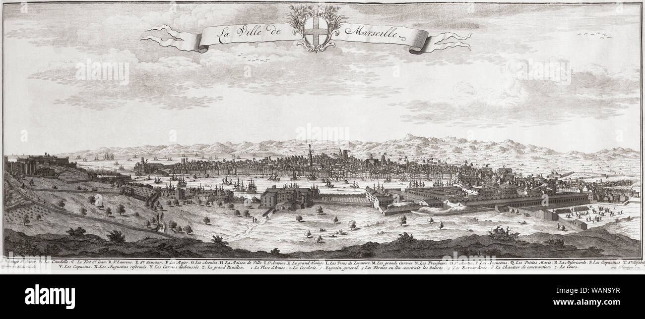 De Marseille, France au début des années 1700. À partir d'une oeuvre anonyme datée du 1726. Banque D'Images