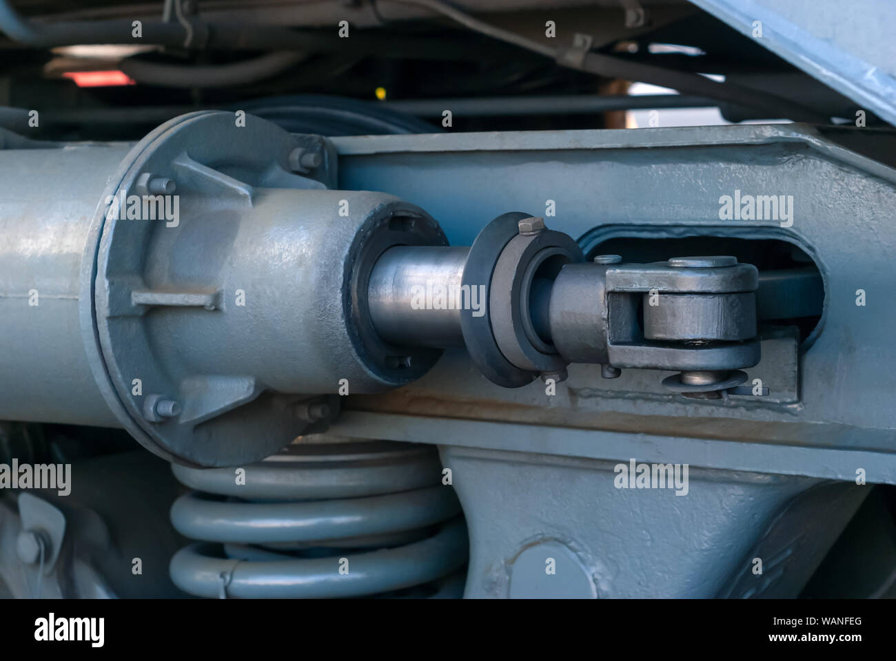 Contexte industriel - l'actionneur hydraulique de frein de locomotive close up Banque D'Images