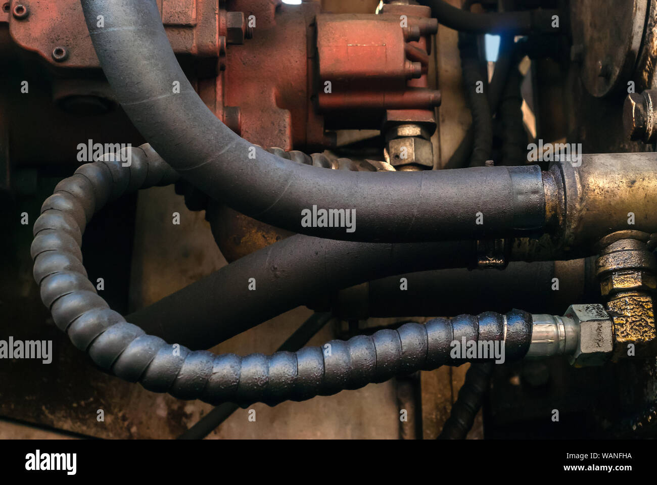Contexte industriel - Flexibles hydrauliques de machines lourdes Banque D'Images