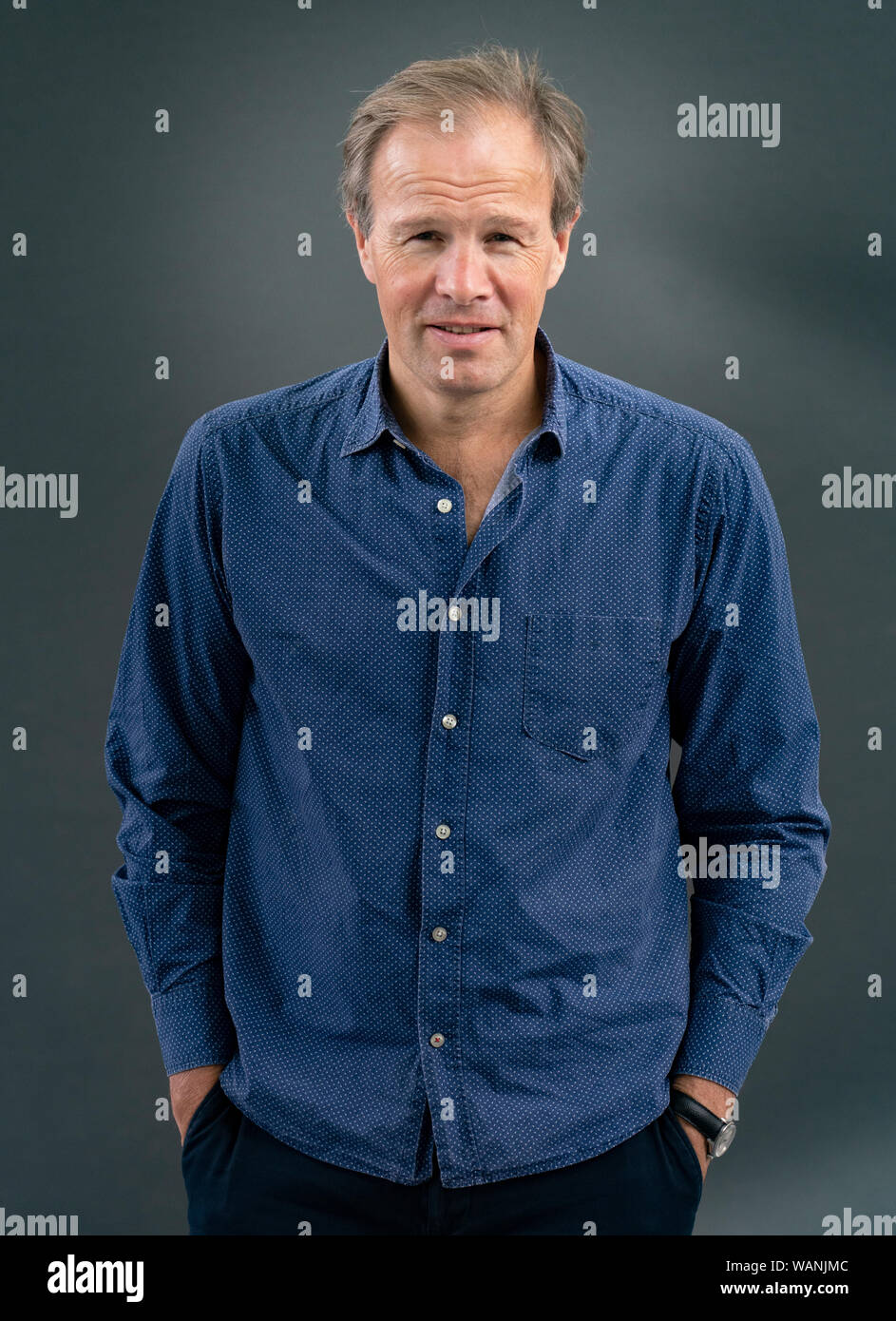 Edinburgh, Ecosse, Royaume-Uni. 21 août 2019. Tom Bradby. Tom BradbyÕs dernier livre, Secret Service, s'articule autour d'une nouvelle guerre froide au cours de laquelle un homme politique britannique, qui peut être une taupe de haut niveau pour les Russes , est en cours d'investigation.Iain Masterton/Alamy Live News. Banque D'Images