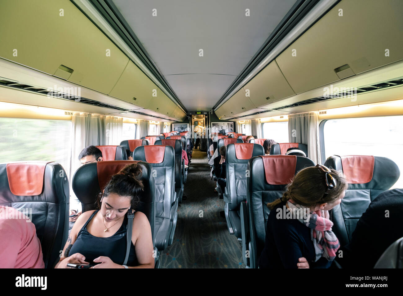 Family Relaxing On Voyage en Train Banque D'Images