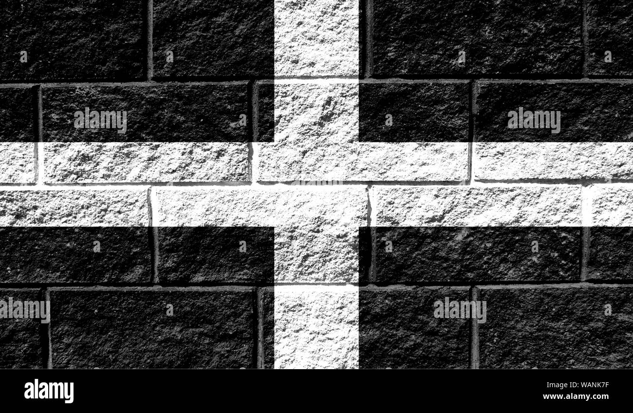 Pavillon de St Piran portrait peint sur un mur fissuré Banque D'Images