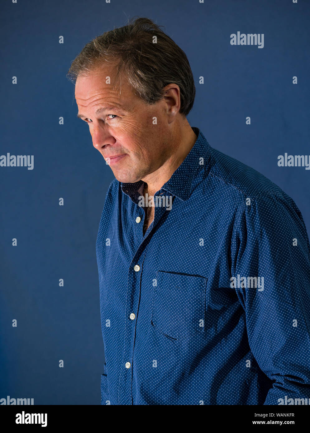 Édimbourg, Écosse, Royaume-Uni, 21 août 2019. Festival international du livre d'Édimbourg. En photo : Tom Bradby, journaliste et romancier britannique, a été rédacteur politique pour ITV News de 2005 à 2015, et présente actuellement News at Ten et la série de discussion politique The Agenda avec Tom Bradby Banque D'Images