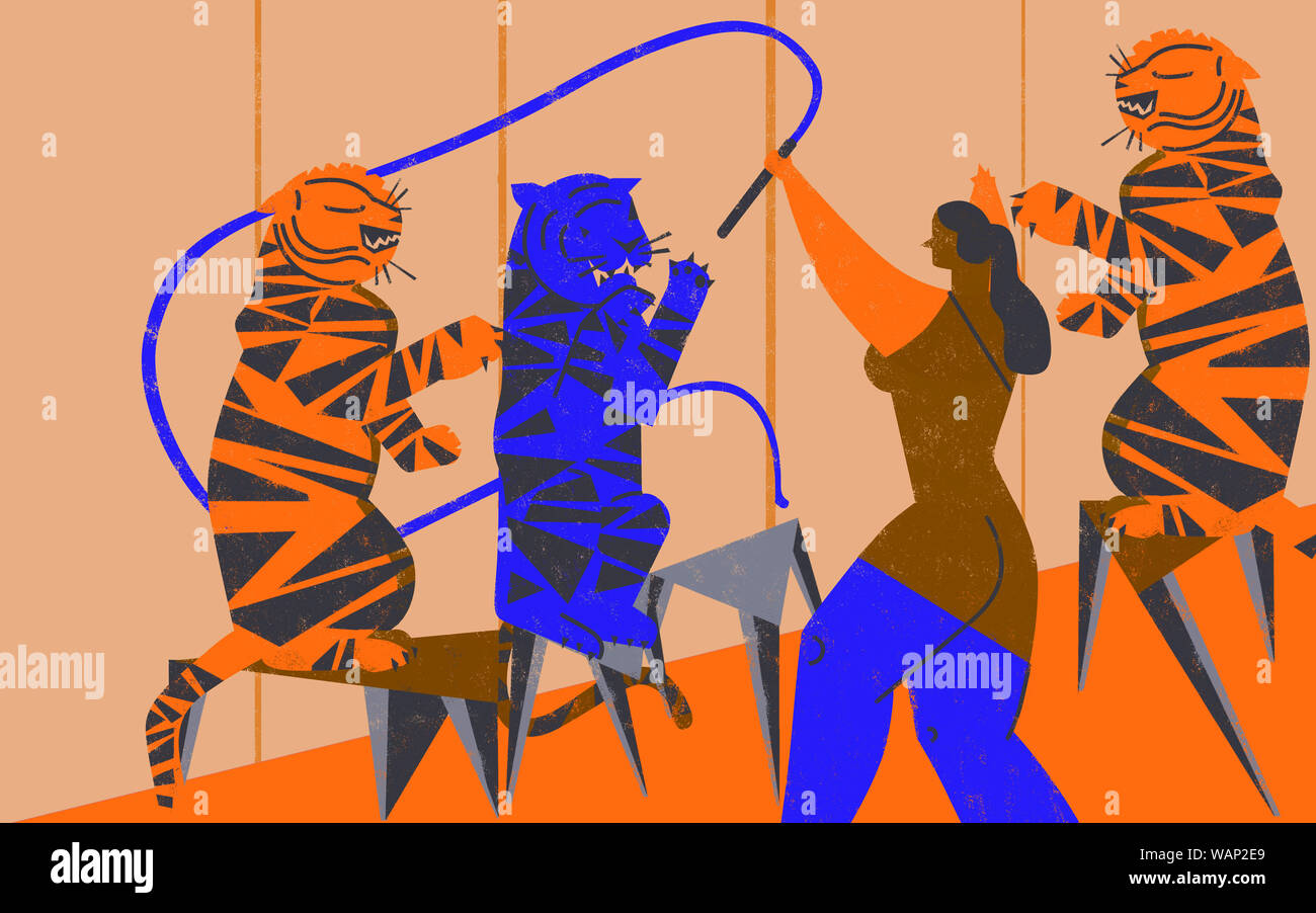 L'inquiétude et l'effort de lutte. Gérer les émotions. Concept d'intelligence émotionnelle. Coloré. Banque D'Images