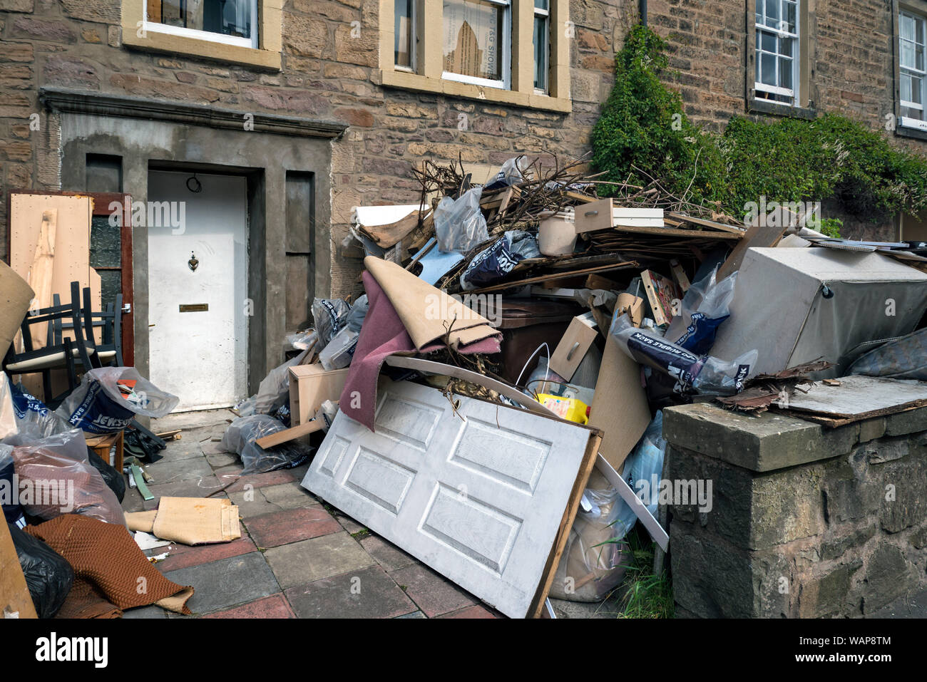 D'importants travaux de rénovation en cours pour un appartement à Édimbourg, Écosse, Royaume-Uni. Banque D'Images