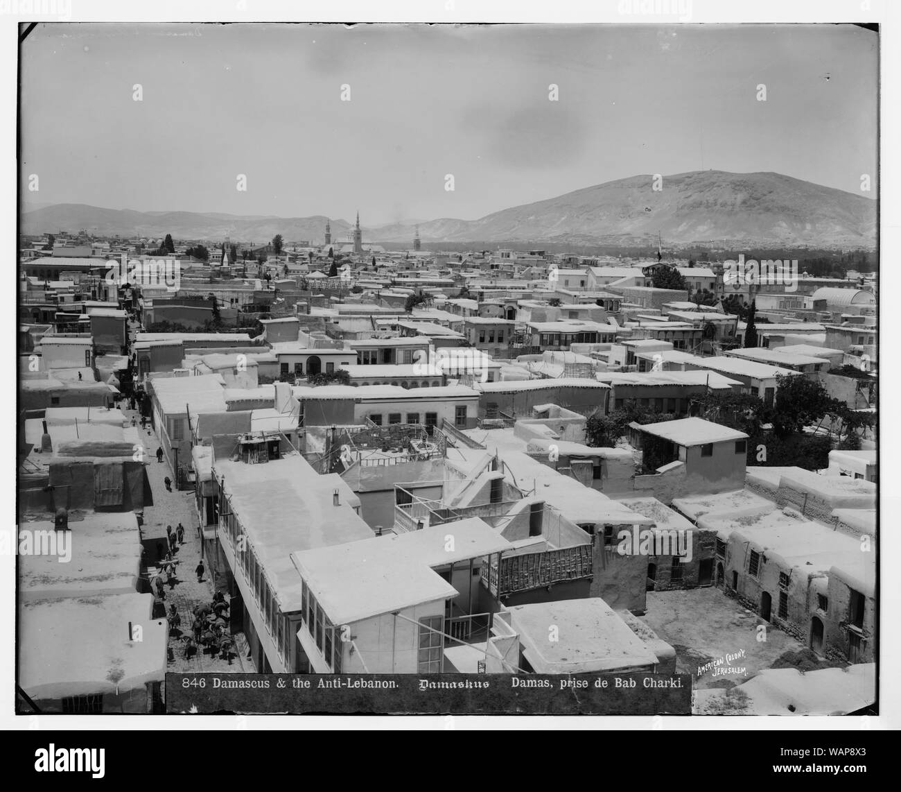 Damas (Esh-Sham). Damas et l'Anti Liban Banque D'Images