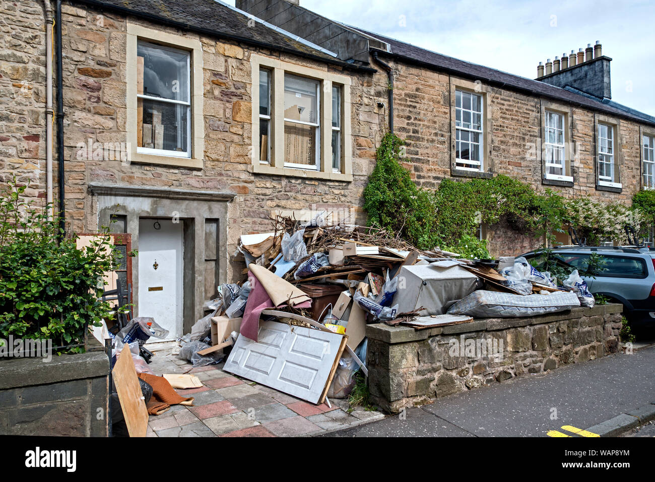 D'importants travaux de rénovation en cours pour un appartement à Édimbourg, Écosse, Royaume-Uni. Banque D'Images