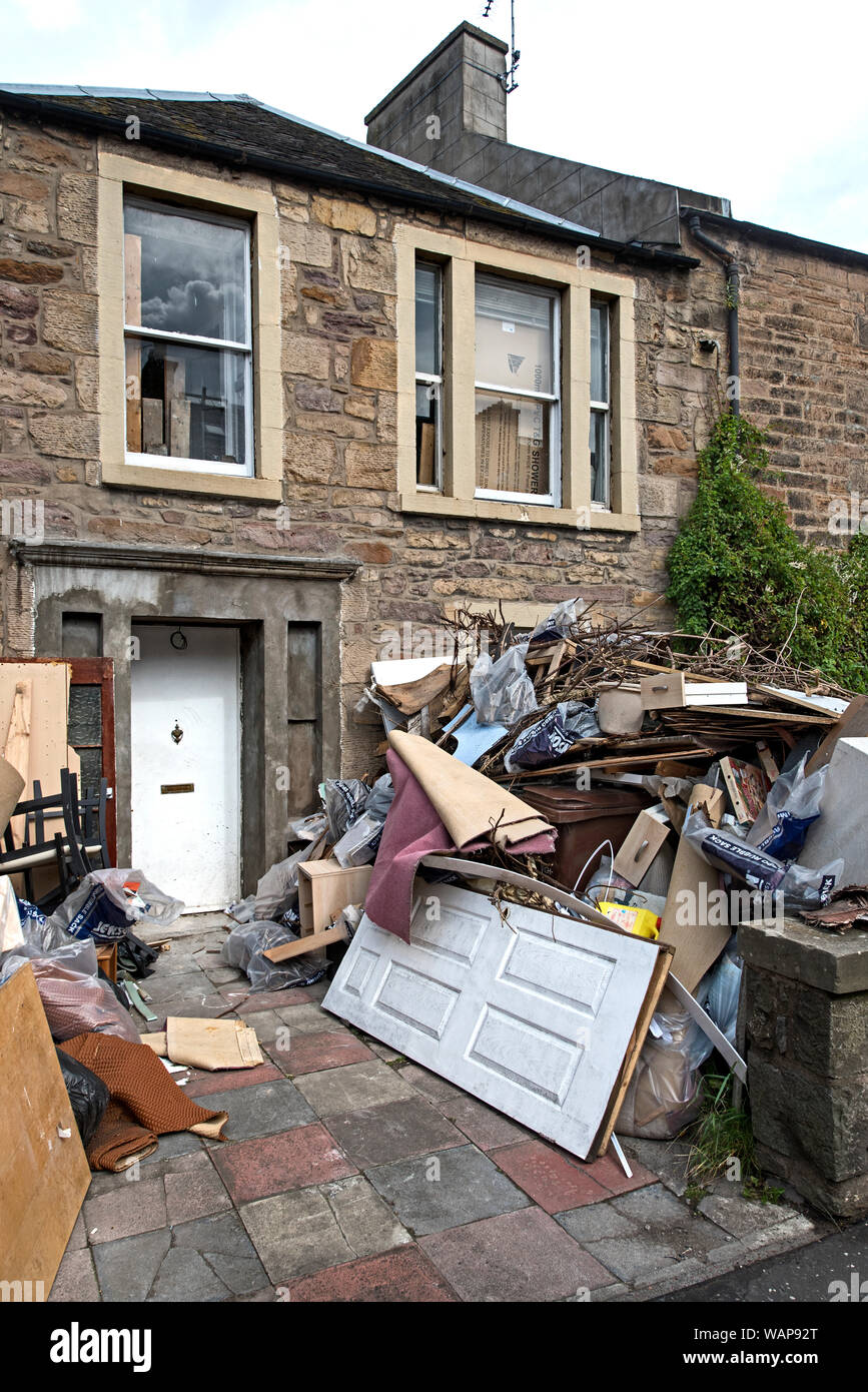 D'importants travaux de rénovation en cours pour un appartement à Édimbourg, Écosse, Royaume-Uni. Banque D'Images