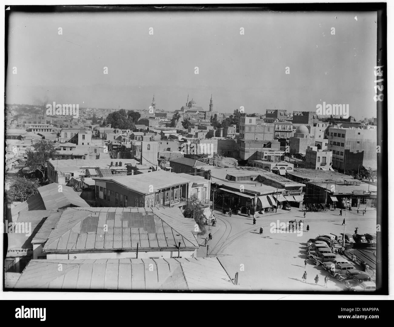 Damas. Panorama en 2 sections de Damas du Ommayade Hôtel. Meidan Square en premier plan Banque D'Images